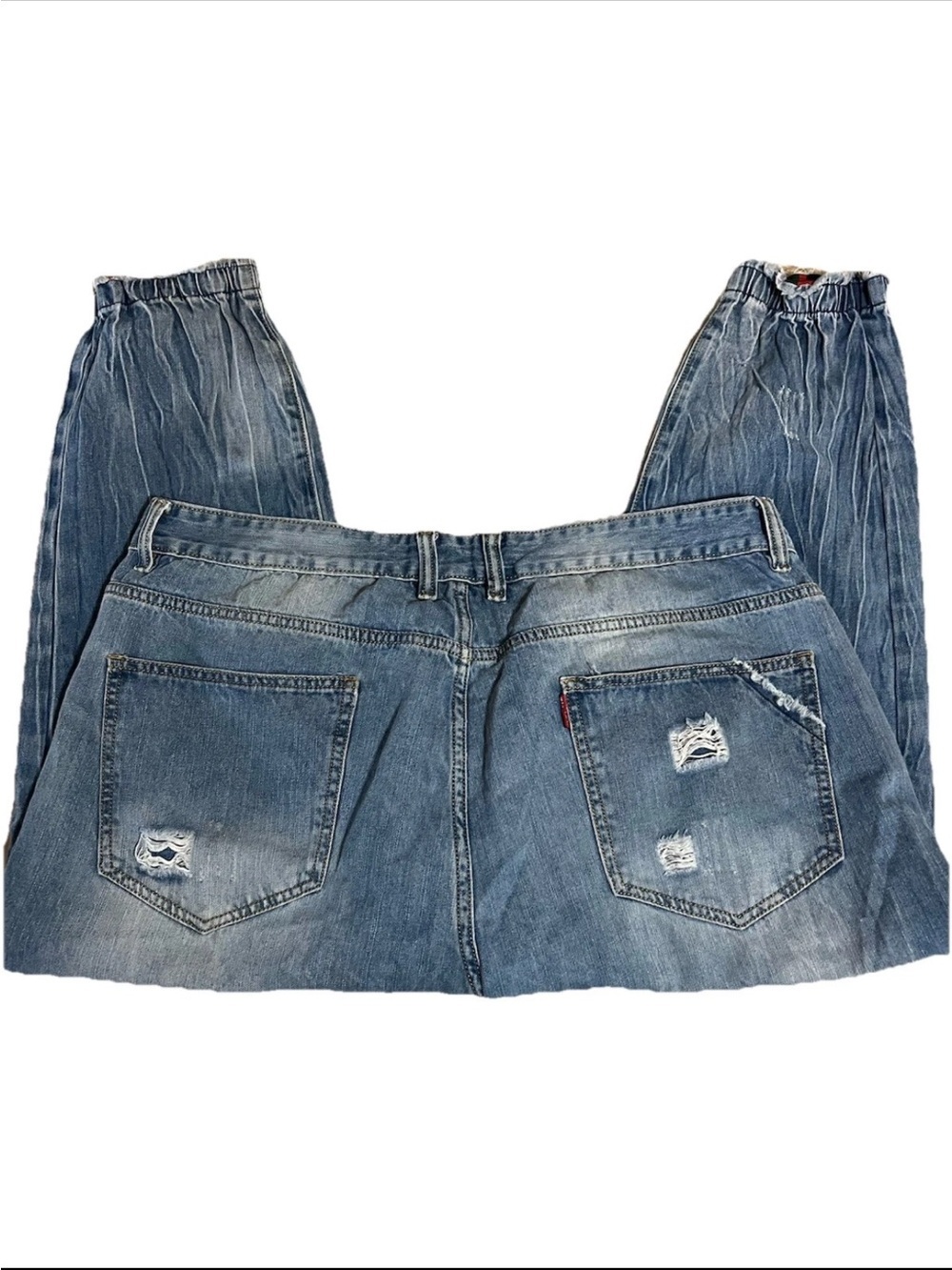 Distressed Jogger Jeans Size 42 Unisex Streetwear Garage Grunge Skater - Picture 2 of 5